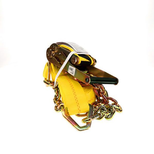 2" X 27' Ratchet Strap Long Wide Handle and Chain Anchors