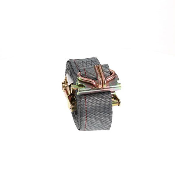 2" x 16' Ratchet Strap with Wire Hook and E fitting- Gray