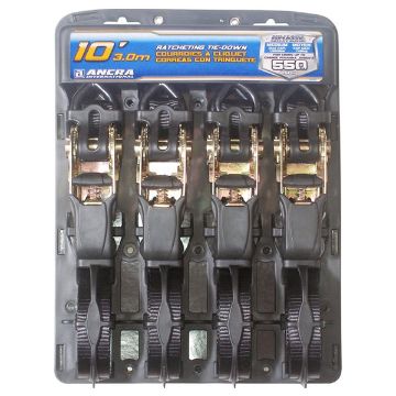 1" X 10' Ratchet utility tie-down with vinyl S hooks, 4 pack, Part 95005 1" X 10' Ratchet utility tie-down with vinyl S hooks, 4 pack