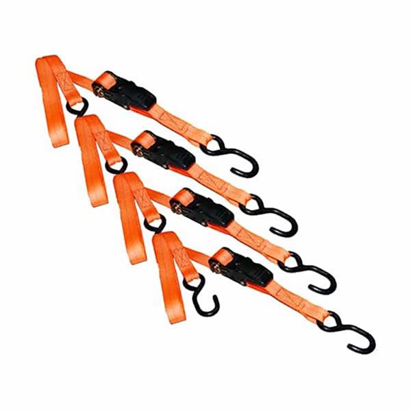 1” x 15’ S-Hook Ratchet Tie-Down, Plastic Frame, 4 Pack