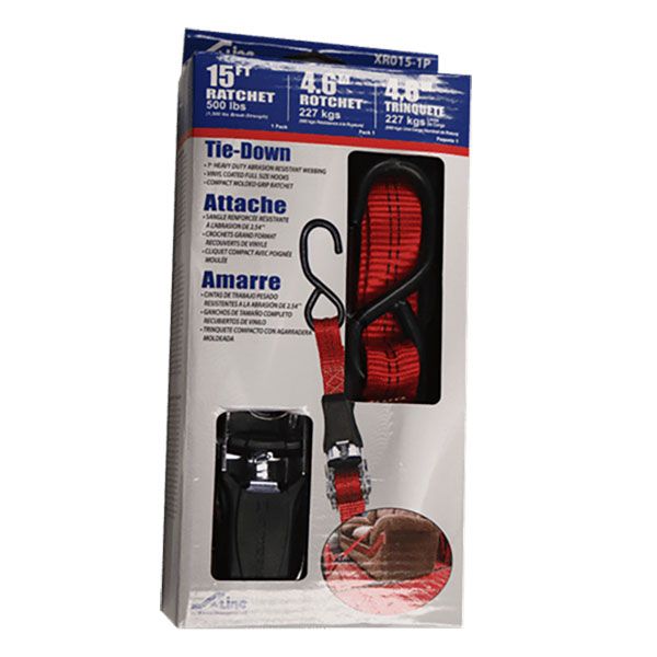 1” x 15’ Commercial Grade S-Hook Ratchet Tie-Down