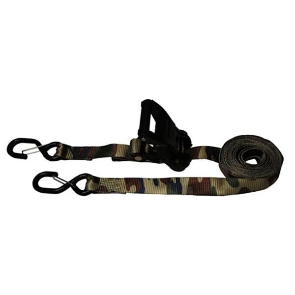 1.25” x 15’ Commercial Grade S-Hook Ratchet Tie-Down, Camo Web, 2 Pack