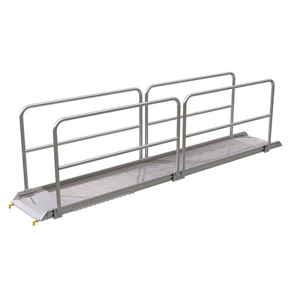 Aluminum Walk Ramp Hook Style w/Handrails - 28" X 14'