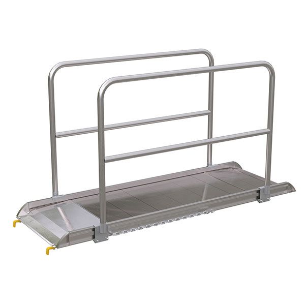 Aluminum Walk Ramp Hook Style w/Handrails - 28" X 7'