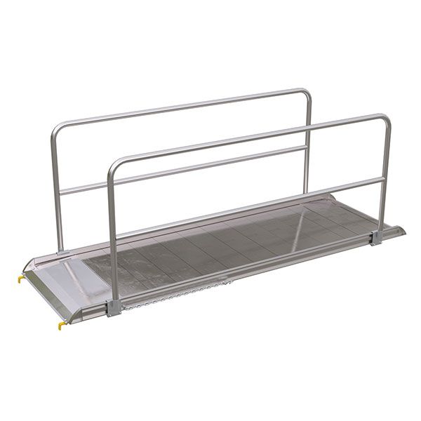 Aluminum Walk Ramp, Hook Style w/Handrails - 38" X 9'