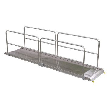 Aluminumum-Walk-Ramp,-Hook-Style-Handrails-38-X-10. P/N: AWR-38-12B-HR Aluminum Walk Ramp, Hook Style w/Handrails - 38" X 10'