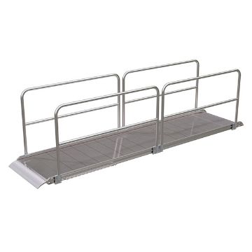 Aluminumum-Walk-Ramp-Hand-Rails-38-X-14. P/N: AWR-38-14A-HR Aluminum Walk Ramp w/Hand Rails - 38" X 14'