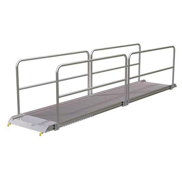 Aluminum Walk Ramp, Hook Style w/Handrails - 38" X 14'