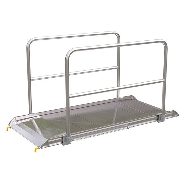 Aluminum Walk Ramp, Hook Style w/Handrails - 38" X 6'