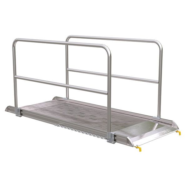 Aluminum Walk Ramp, Hook Style w/Handrails - 38" X 7'