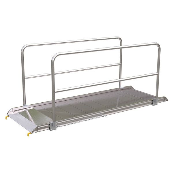 Aluminum Walk Ramp, Hook Style w/Handrails - 38" X 8'