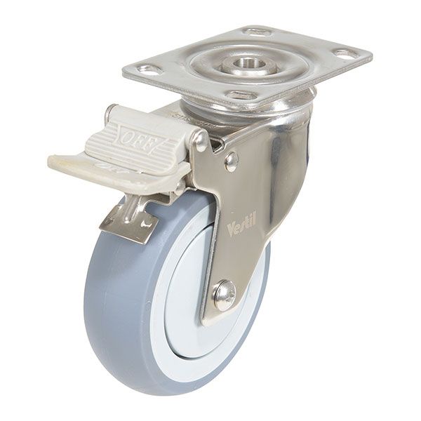 4X1 Tpr Ss Rig Swivel Caster W/Total Brake