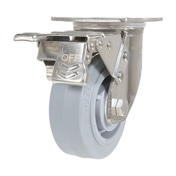 5X2 Tpr Ss Rig Swivel Caster W/Total Brake, P/N: CST-E-SS-5X2TPR-SWTB 5X2 Tpr Ss Rig Swivel Caster W/Total Brake