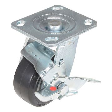 4X2 Mold On Rubber Swivel Caster W/Brake, P/N: CST-VE-4X2MRA-SWB 4X2 Mold On Rubber Swivel Caster W/Brake
