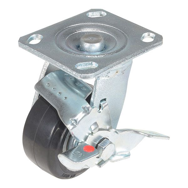 4X2 Mold On Rubber Swivel Caster W/Brake