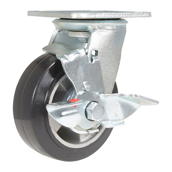 5X2 Mold On Rubber Swivel Caster W/Brake