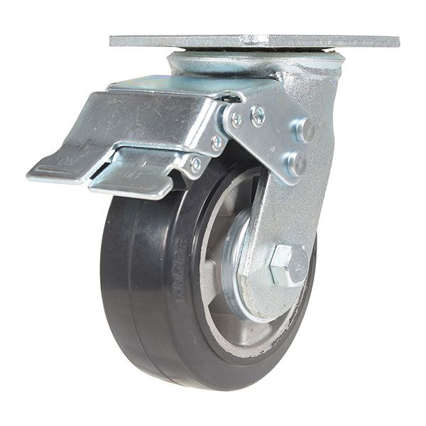 5X2 Mold On Rubber Swivel Caster W/Total Brake