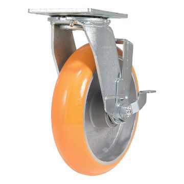 Caster, 8X2 Aluminum Swivel W/ Brake, P/N: CST-F34-8X2SI-SWB Caster, 8X2 Aluminum Swivel W/ Brake