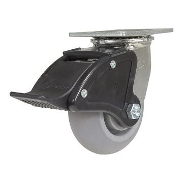 Caster, 5X2 Polyolefin Swivel W/ Total Brake, P/N: CST-F34-5X2DK-SWTB1 Caster, 5X2 Polyolefin Swivel W/ Total Brake