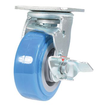 5X2 Polyurethane Swivel Caster W/Brake, P/N: CST-KB-5X2PUP-SWB 5X2 Polyurethane Swivel Caster W/Brake