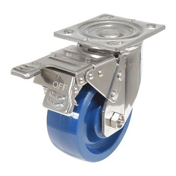 Caster, 5X2 Solid Polyurethane (Spu)Swivel W/Total Brake, P/N: CST-F-SS-5X2SP-SWTB Caster, 5X2 Solid Polyurethane (Spu)Swivel W/Total Brake