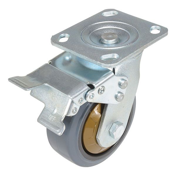 5X2 Rubber Swivel Caster W/Total Brake