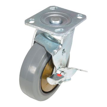 6X2 Rubber Swivel Caster W/Brake, P/N: CST-KSM-6X2MR-SWB 6X2 Rubber Swivel Caster W/Brake