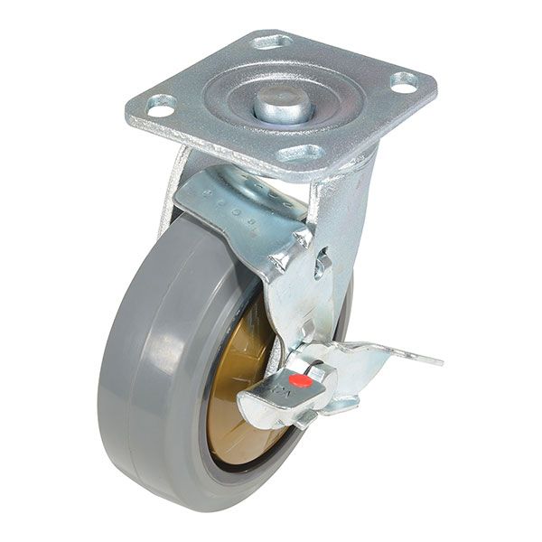 6X2 Rubber Swivel Caster W/Brake