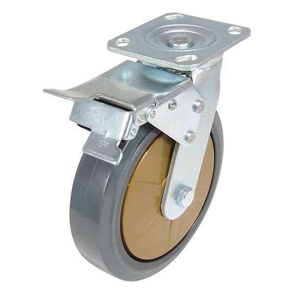 8X2 Rubber Swivel Caster W/Total Brake