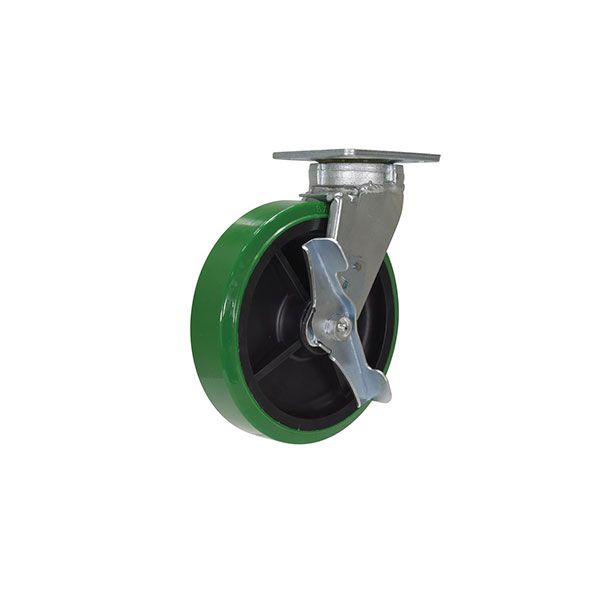 Caster, 8 X 2 High-Tech Non-Marking Polyurethane, Swiv W/Brk