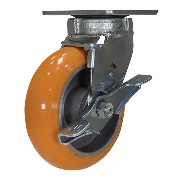 Caster, 6 X 2 Premium Heavy Duty Polyurethane, Swiv W/Brk, P/N: CST-F40-6X2SI-SWB Caster, 6 X 2 Premium Heavy Duty Polyurethane, Swiv W/Brk