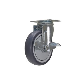 Caster, 5X1-1/4 Tpr Swivel W/Brake, P/N: CST-B28-5X1TPR-SWB Caster, 5X1-1/4 Tpr Swivel W/Brake