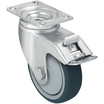 Caster, 5X1-1/4 Poly, Swivel W/Total Brake, P/N: CST-AL-5X1TPU-SWTB Caster, 5X1-1/4 Poly, Swivel W/Total Brake