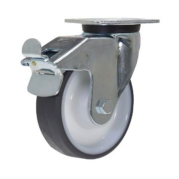 Caster, 6X1-3/4 Poly, Swivel W/Total Brake, P/N: CST-ALEH-6X2TPU-SWTB Caster, 6X1-3/4 Poly, Swivel W/Total Brake