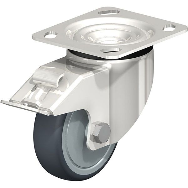Caster, Stainless Steel Caster, 4X1-1/4 Poly, Swivel W/Total brake