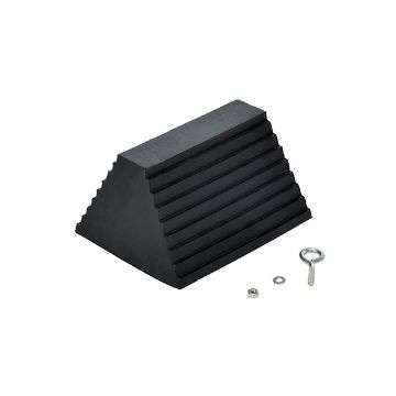 Rubber Wheel Chock with Serrated Bottom 8", P/N: RWC-8-SBS Rubber Wheel Chock with Serrated Bottom 8"