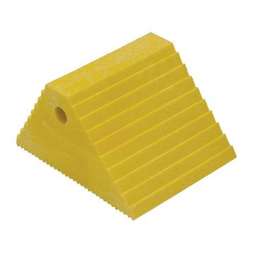 Recycled Plastic Dual Slope Wheel Chock 10-11/16 In. x 9-1/4 In. x 6 In. Yellow, P/N: PWC-DS-YL Recycled Plastic Dual Slope Wheel Chock 10-11/16 In. x 9-1/4 In. x 6 In. Yellow