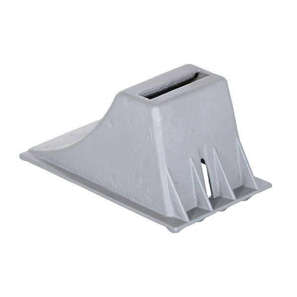 Steel Cast Slope Chock contours to truck wheel.