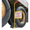 Extruded Aluminum Chock with ergonomic handle and sign.