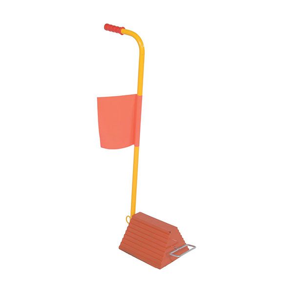 Molded Ergo-Handled Wheel Chock With Flag
