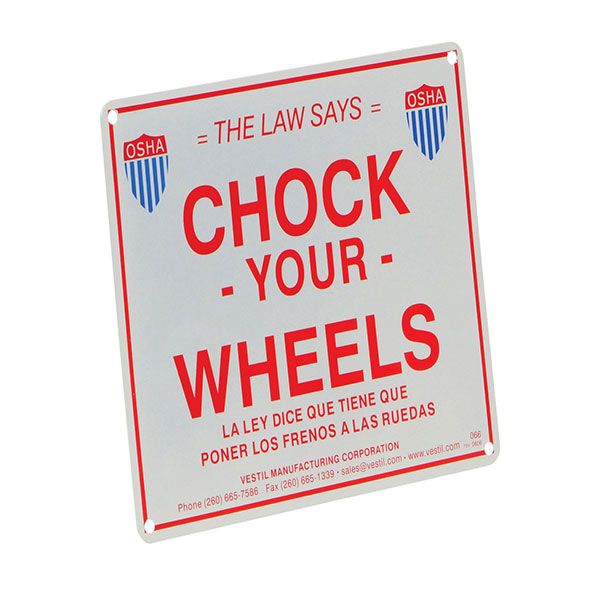 Aluminum Enamel Wheel Chock Sign 9.75 In