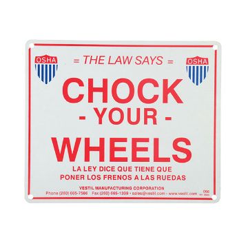 Reflective Aluminum Chock Your Wheels Safety Sign, P/N: SF-1012 Reflective Aluminum Chock Your Wheels Safety Sign