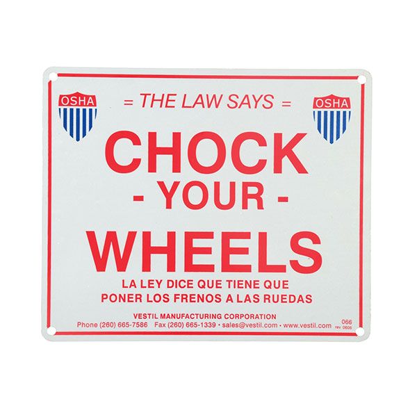 Reflective Aluminum Chock Your Wheels Safety Sign