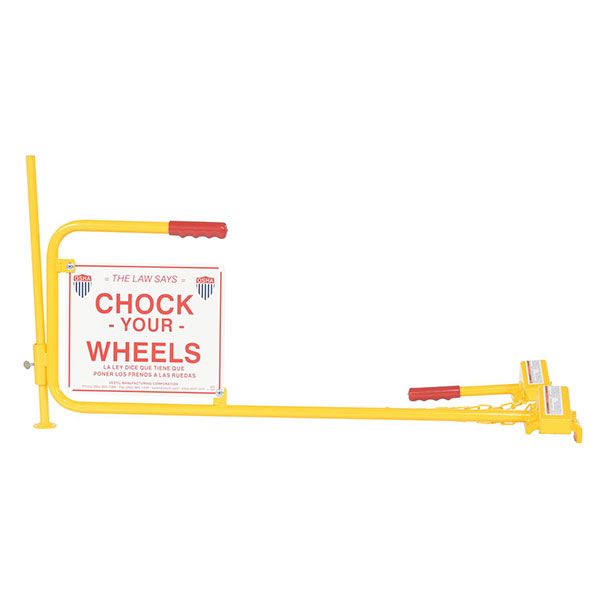 2 Steel Rail Car Chocks with Sign and Handle