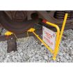 2 Steel Rail Car Chocks with Sign and Handle