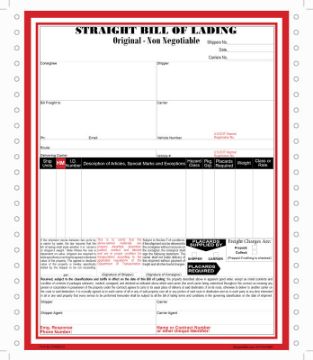 Hazardous materials bills of lading with 3rd party freight bill to in a continuous carbonless format. Form BLCCH002 Bill of lading for hazardous materials, 3rd party freight billing, continuous format, BLCCH002