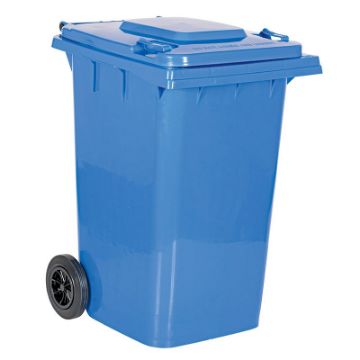 95-Gallon Blue HDPE Trash Can Front View - TH-95-BLU 95-gallon blue HDPE trash can front view