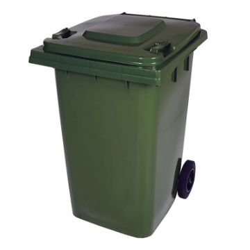 95-Gallon Green HDPE Trash Can Front View - TH-95-GRN 95-gallon green HDPE trash can front view