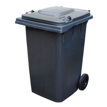 95-Gallon Gray HDPE Trash Can Front View - TH-95-GY 95-gallon gray HDPE trash can front view