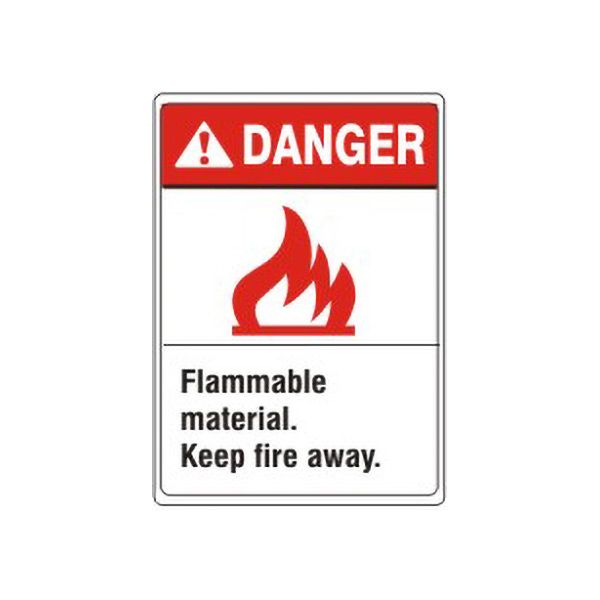 Danger:ANSI Header Flammable Material. Keep Fire Away. With Picto sign - AN-3521